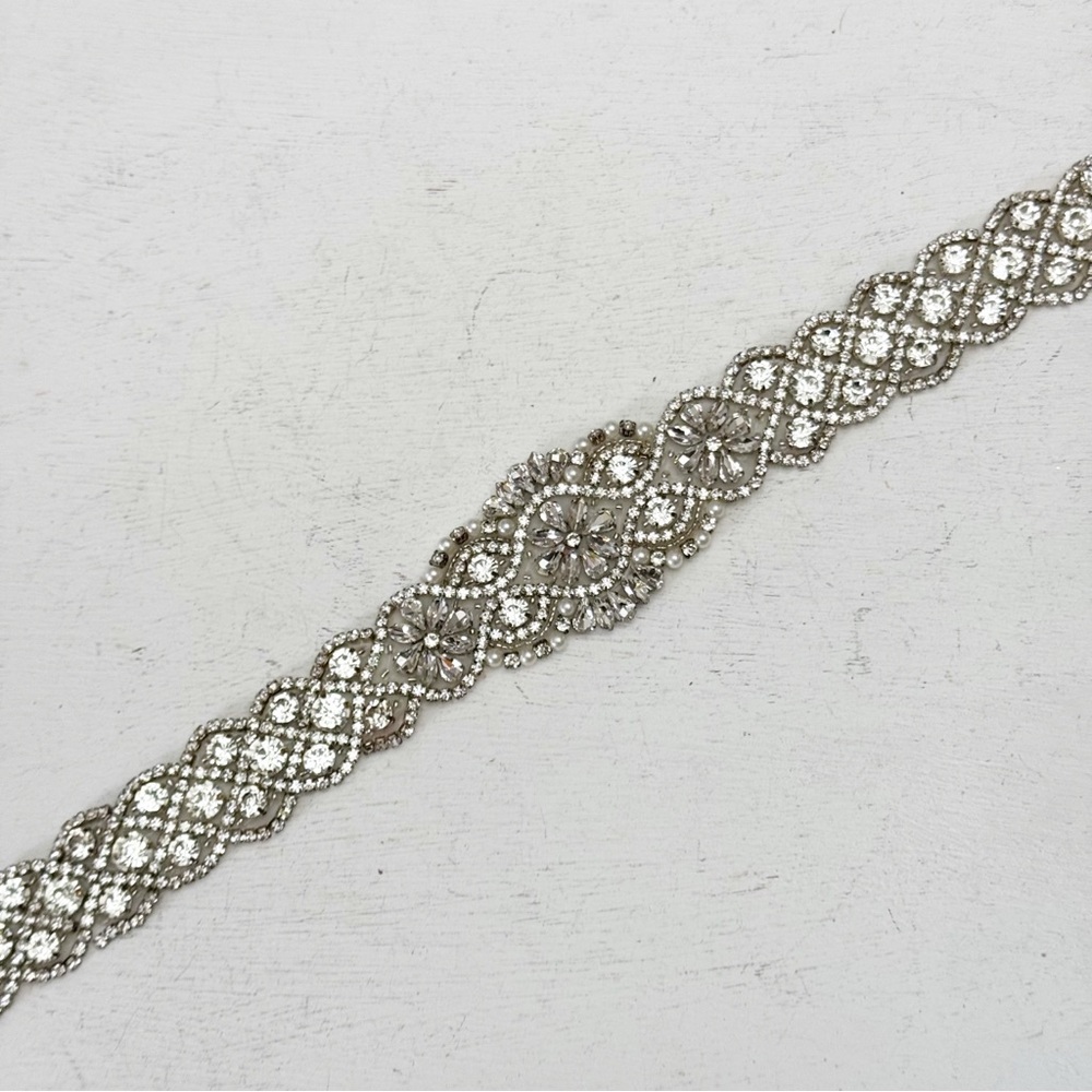 Rhinestone Wedding Belt Costume Sash Applique Bling Bead Crystal Headband Motif - Picture 2 of 15